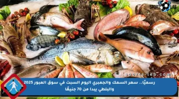 رسميًا.. سعر السمك والجمبري اليوم السبت في سوق العبور 2025 والبلطي يبدأ من 70 جنيهًا